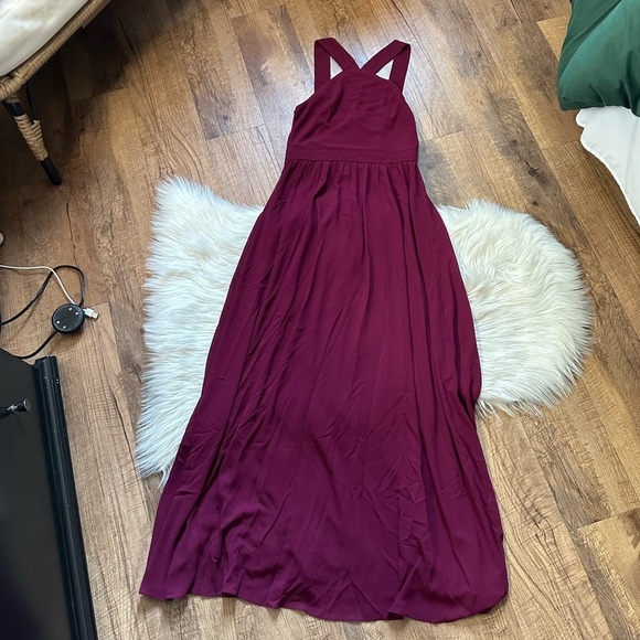LULU'S Air Of Romance Burgundy Maxi Dress - mordernwear.com
